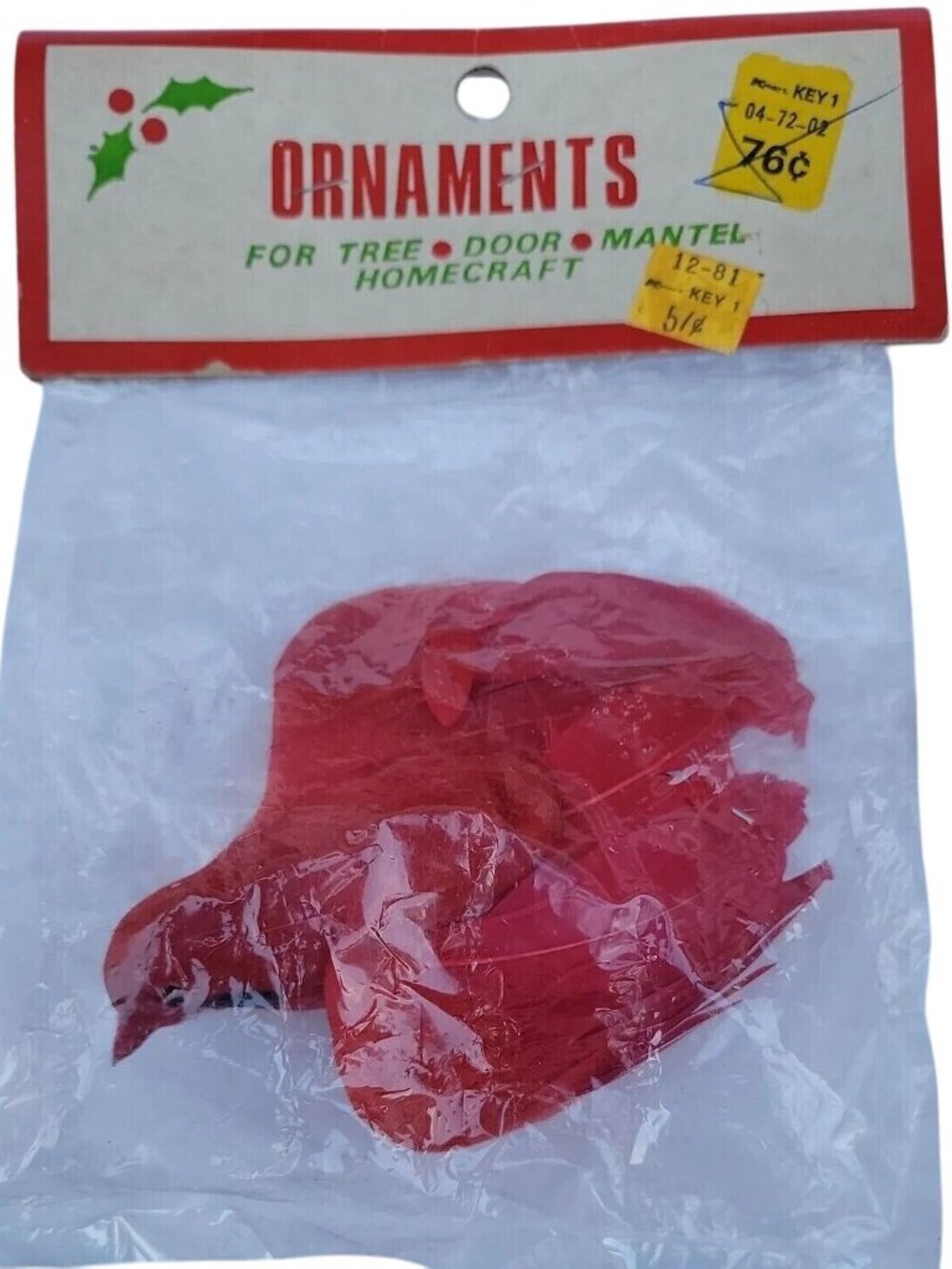 Cardinal Christmas Ornament Kmart K Mart Red Bird Vintage K-Mart Decoration